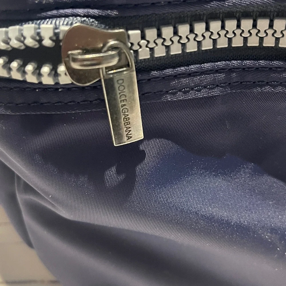Dolce & Gabbana Navy Blue Men's Gum Tote Bag with Silver Accents Preowned
